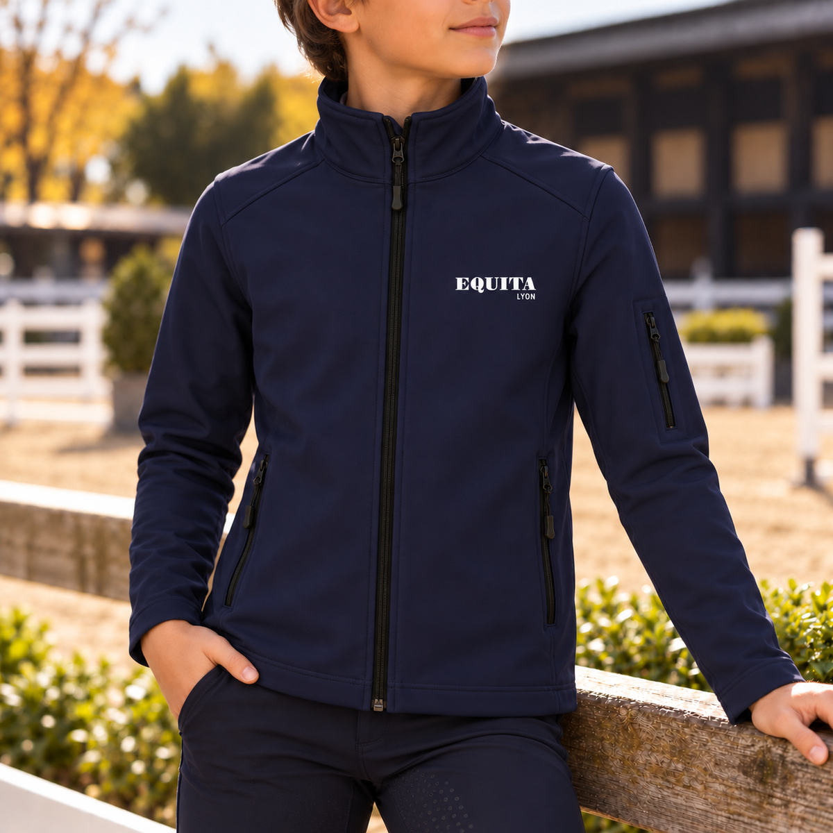VESTE SOFTSHELL MANCHE LONGUE ENFANT EQUITA
